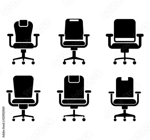 Office chair icon set. Vector illustration isolated on white background

