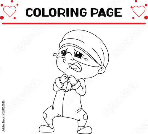 corruptor is crying with sad expression coloring page for kids