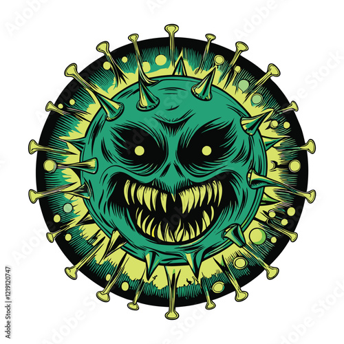 green alien face virus vector
