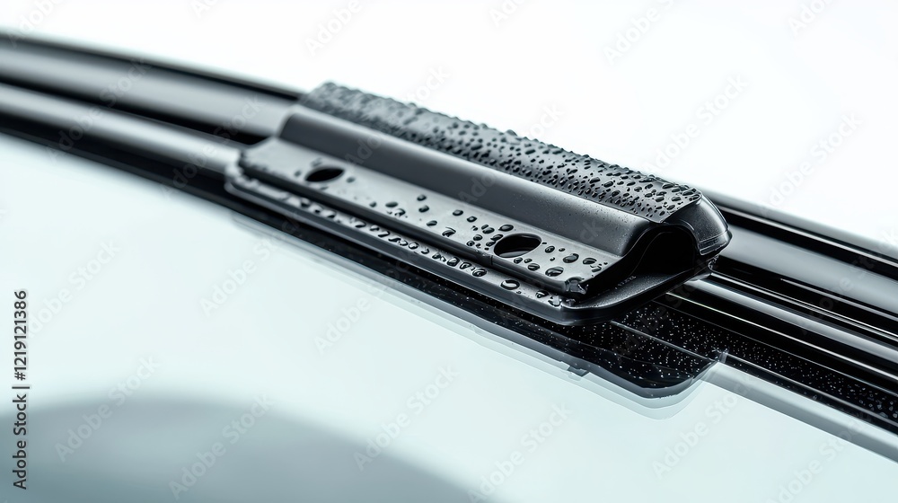 A close-up of a car windshield wiper system with wiper blades on a white isolated background A close-up of a car windshield wiper system with wiper blades on a white isolated background
