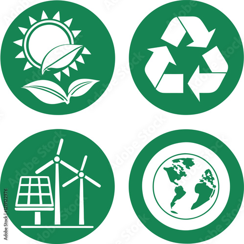 minimalist-green-energy-4-set-icons-clean-and-perfect