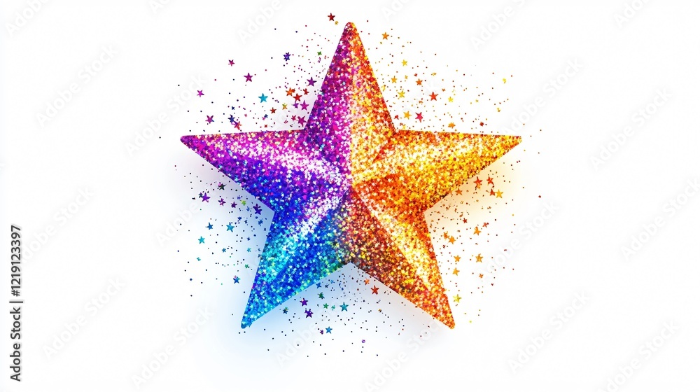 Obraz premium Vibrant Glittery Star Wide Angle Centered Composition