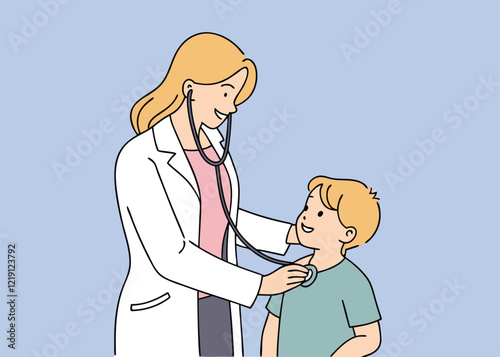 vector doctor examining baby