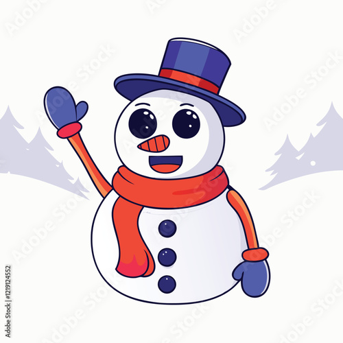 snowman with a red scarf vector