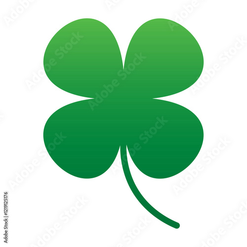 St Patrick's Day. Lucky Four-leaf clover, Green Four leaf clover vector icon. Lucky and happiness concept. Shamrock - green four leaf clover icon. Good luck theme design element.