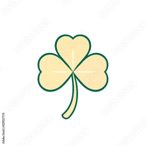 Stylized three-leaf clover symbol in beige and green colors on a transparent background representing luck