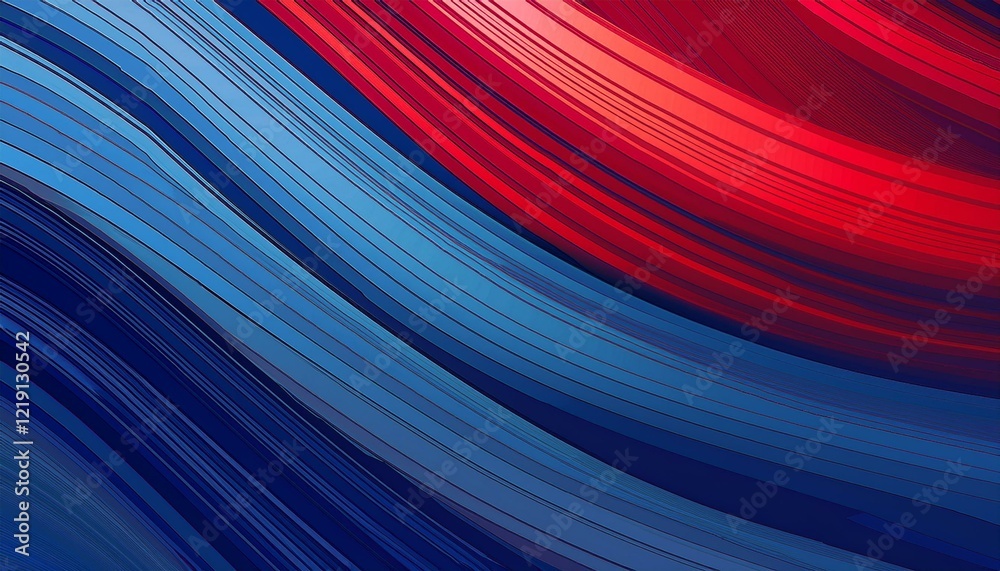 Blue red abstract presentation background with stripes lines. Generated image