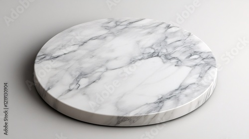 Elegant round marble surface showcasing intricate veining and a smooth finish. photo