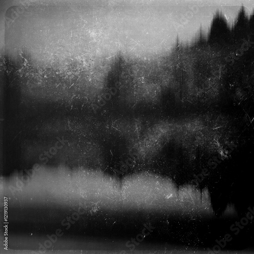 Gloomy scary grunge landscape, foggy nature wallpaper