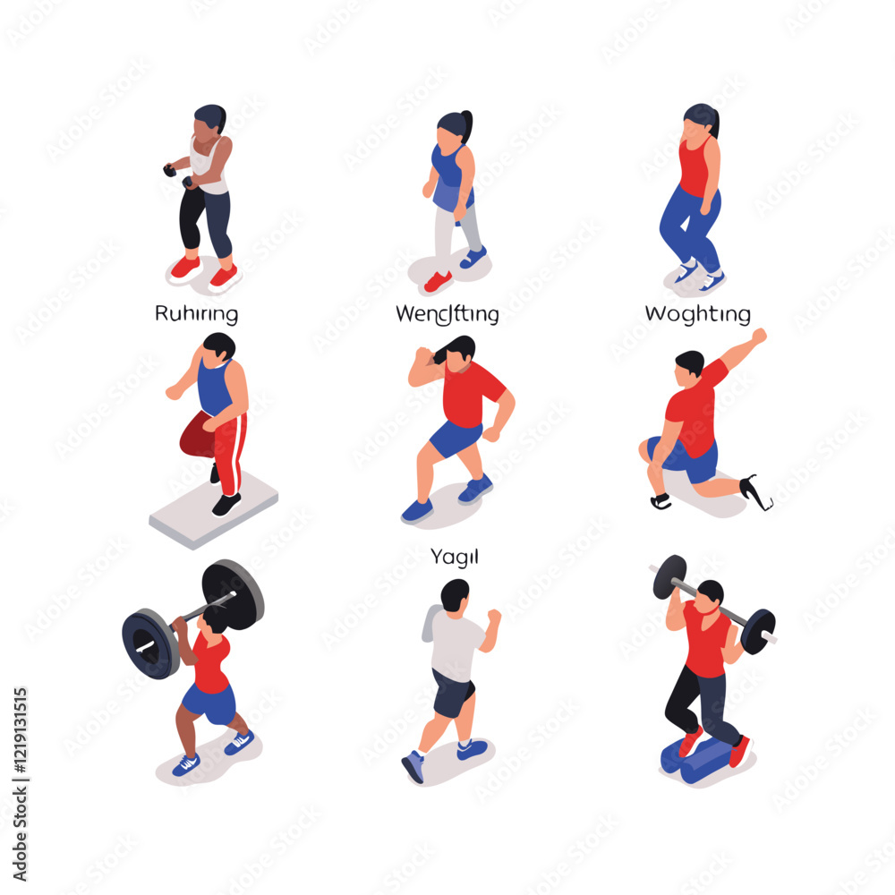 Fototapeta premium physical activity isometric set vector
