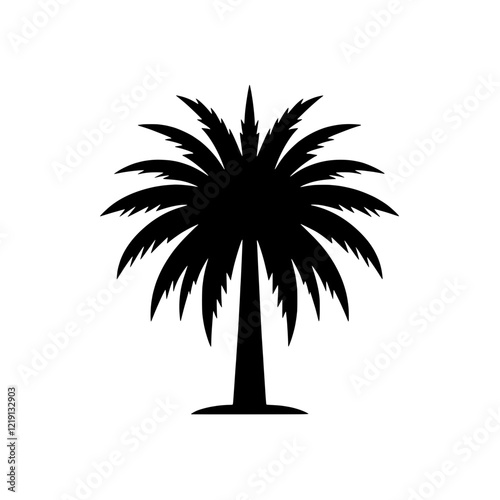 Palm Tree Silhouette: A simple yet elegant black silhouette of a palm tree, symbolizing tropical getaways, summer vacations, and relaxation.