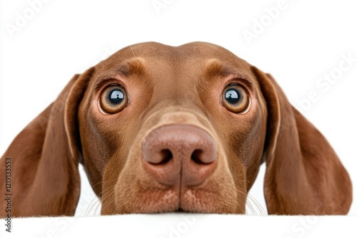 Wallpaper Mural A close-up view of a brown dog's face, showcasing its expressive eyes and prominent nose against a white background. Torontodigital.ca