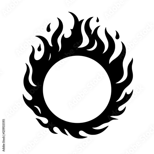 Fiery Circle: An abstract design of a fiery circle, symbolizing passion, power, and intensity. This design is perfect for projects and concepts that need a bold, eye-catching symbol.
