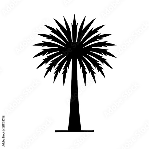 Palm Tree Silhouette: A minimalist and elegant silhouette of a palm tree, with its iconic frond-like leaves spreading outwards, evokes feelings of tropical paradise, relaxation and summer holidays.