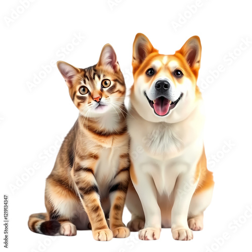 Adorable Cat and Dog Friends Happy Pets Together Best Friends Cute Animals Digital Art Lovely       