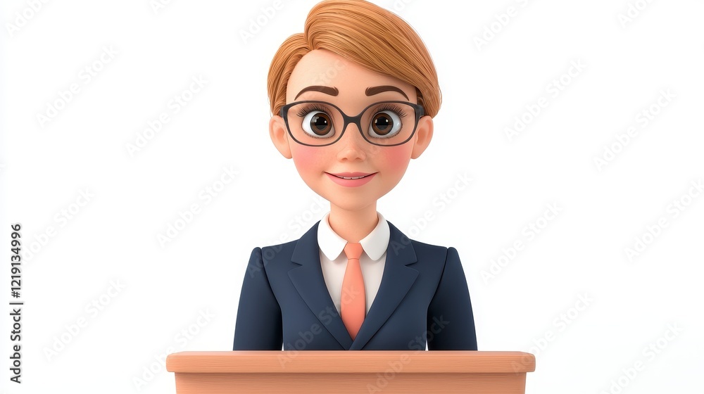 Confident Young Businesswoman at Podium Ready to Deliver a Presentation Confident Young Businesswoman at Podium Ready to Deliver a Presentation