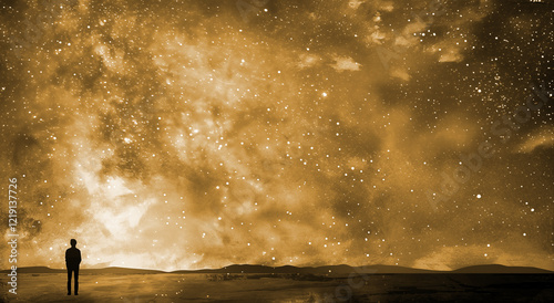 bright lights in sky with person