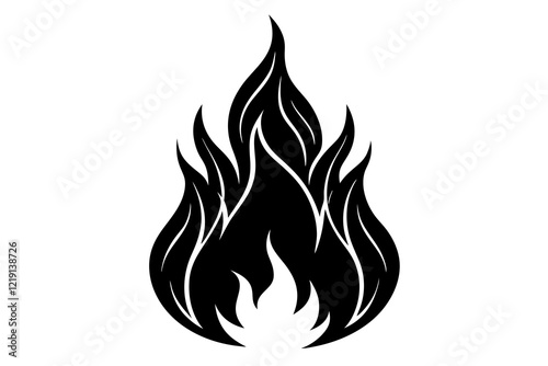 flame and fire black icon silhouette vector, Fire flame icon 