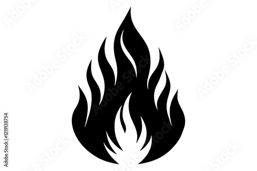 flame and fire black icon silhouette vector, Fire flame icon 