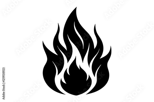 flame and fire black icon silhouette vector, Fire flame icon 