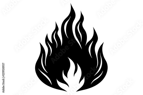flame and fire black icon silhouette vector, Fire flame icon 