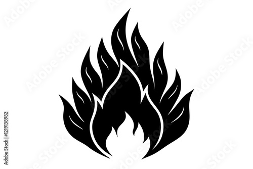 flame and fire black icon silhouette vector, Fire flame icon 
