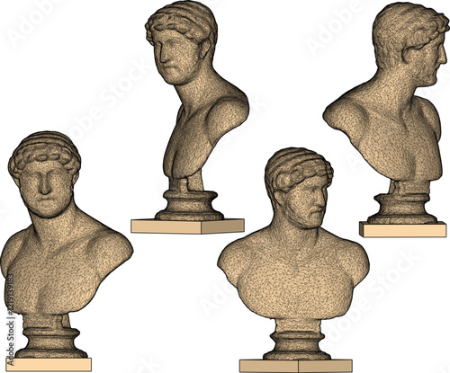 sketch vector illustration silhouette design statue half body philosopher thinker roman greek classic vintage ethnic europe 