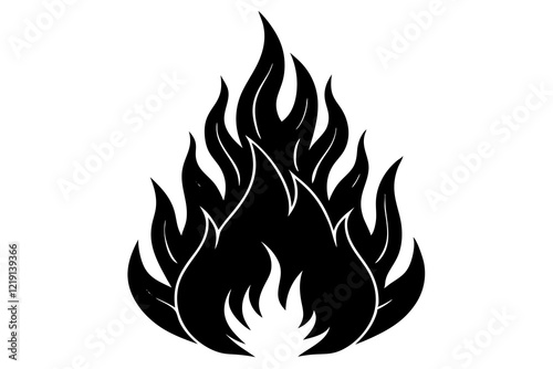 flame and fire black icon silhouette vector, Fire flame icon 