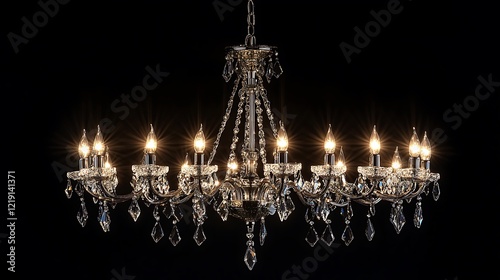 Crystal Chandelier with Glowing Bulbs