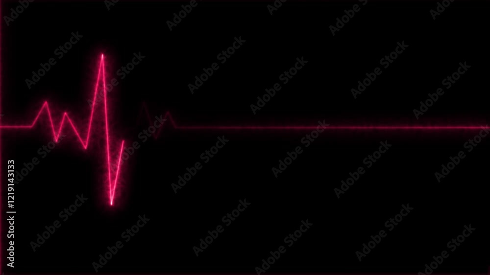 Abstract heartbeat and pulse rate signal technology animation on black background.