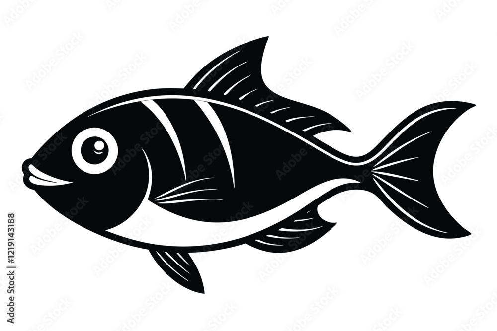 A Big Fish Vector art in Illustration on a White Background A Big Fish Vector art in Illustration on a White Background