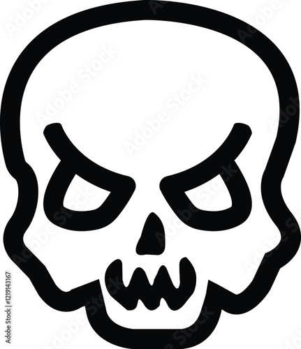 Outline skull emoji icon, with editable stroke. Skull emoticon silhouette , skeleton head pictogram. Skull face, danger and death, poison and toxic, dead pirate. Vector icon