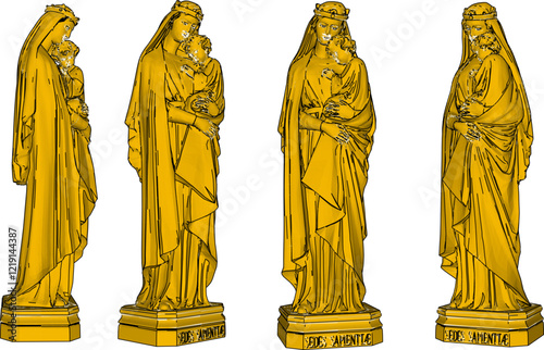 vector illustration design of a statue of a classic vintage holy woman monument holding her child