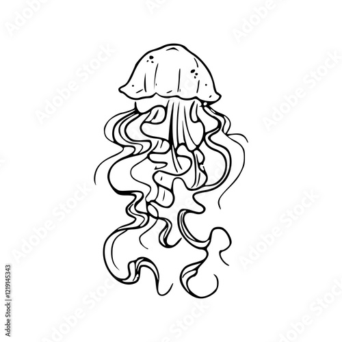 a line art drawing of a jellyfish illustration