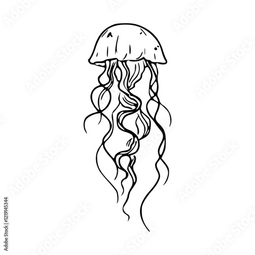 a line art drawing of a jellyfish illustration