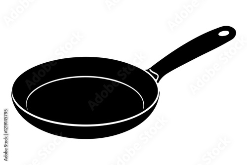 Frying pan silhouette, Skillet vector illustration, Frying pan icon vector