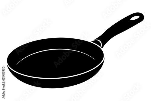 Frying pan silhouette, Skillet vector illustration, Frying pan icon vector