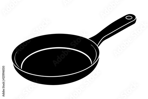 Frying pan silhouette, Skillet vector illustration, Frying pan icon vector