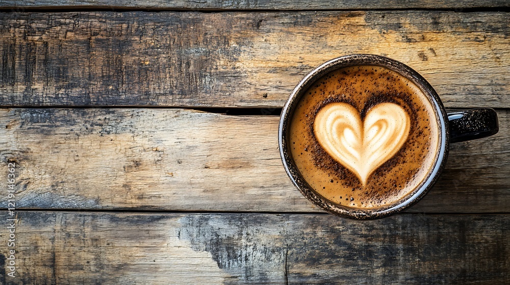 A cup of cappuccino with latte art in the shape heart A cup of cappuccino with latte art in the shape heart