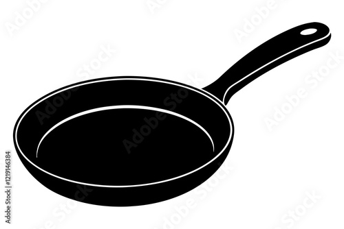 Frying pan silhouette, Skillet vector illustration, Frying pan icon vector