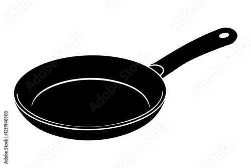 Frying pan silhouette, Skillet vector illustration, Frying pan icon vector