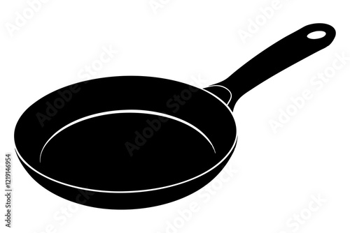 Frying pan silhouette, Skillet vector illustration, Frying pan icon vector