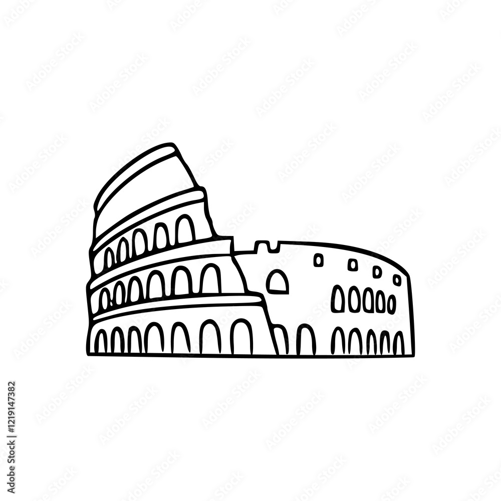 Naklejka premium a line art drawing of a colosseum 