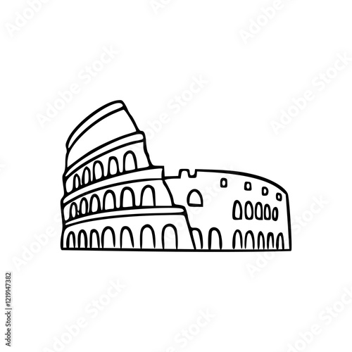 a line art drawing of a colosseum 