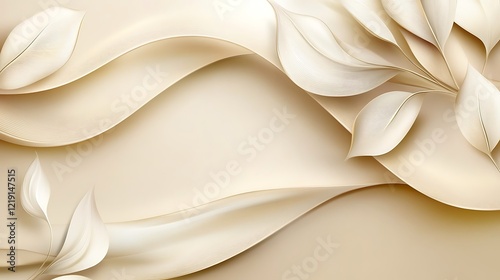 Elegant Beige Abstract Floral Wave Design