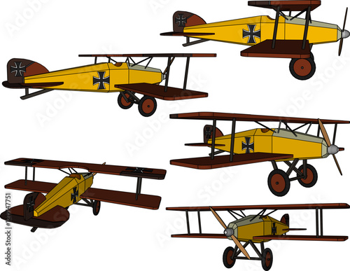 vector illustration design of traditional children's toy old classic vintage wooden airplane  