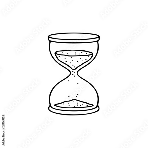 a line art drawing of a hourglass with sand illustration