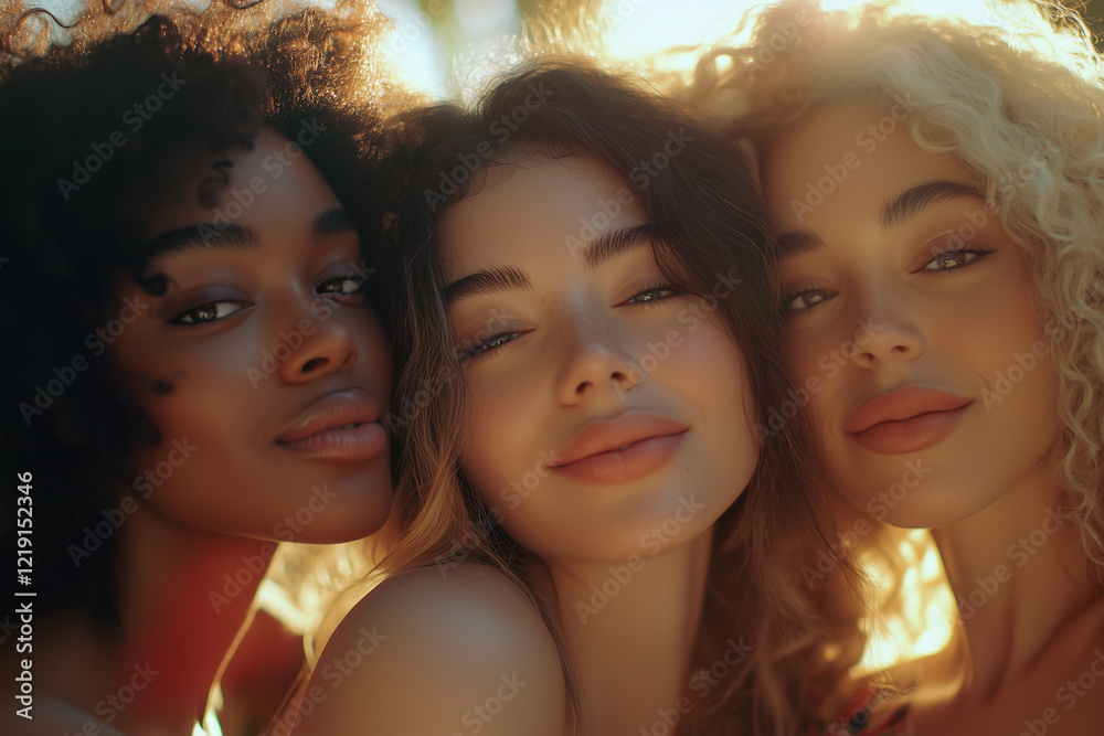 Obraz premium women with perfect even skin tone, skin care cosmetics
