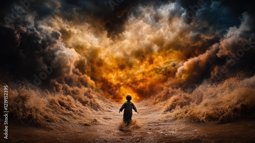 Miraculous Moment: Moses Divides the Red Sea to Lead His People to Freedom