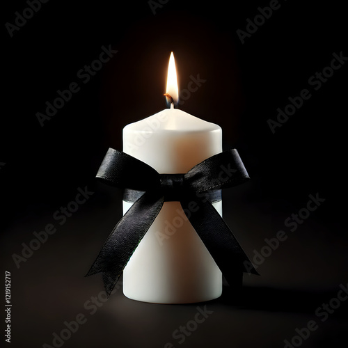 White Candle with Black Ribbon: A Symbol of Grief and Remembrance